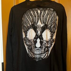 Black Skull Inset Lace Cardigan